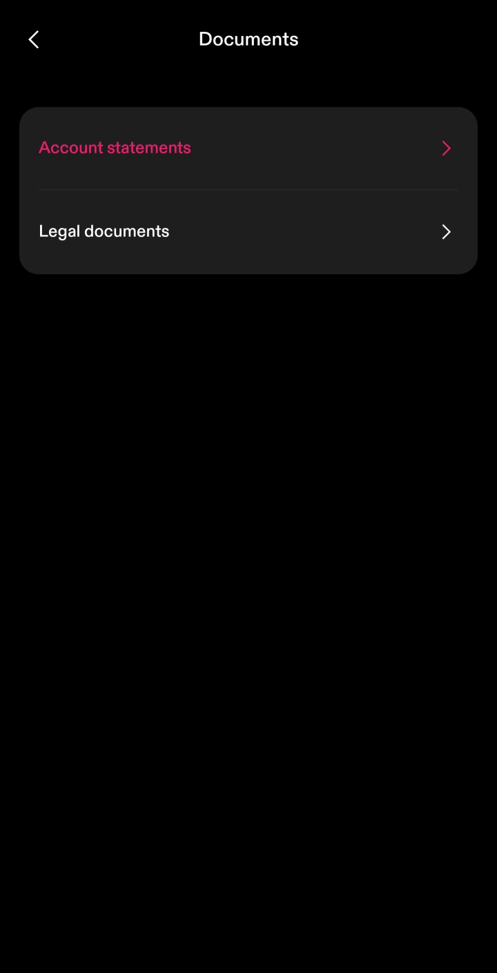 Strike Documents screen with Account statements
