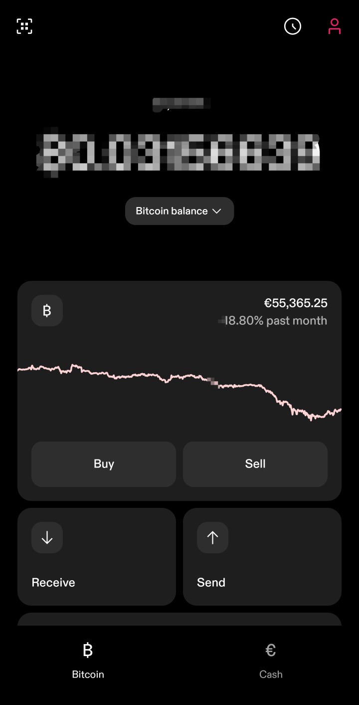 Strike main screen with the account icon